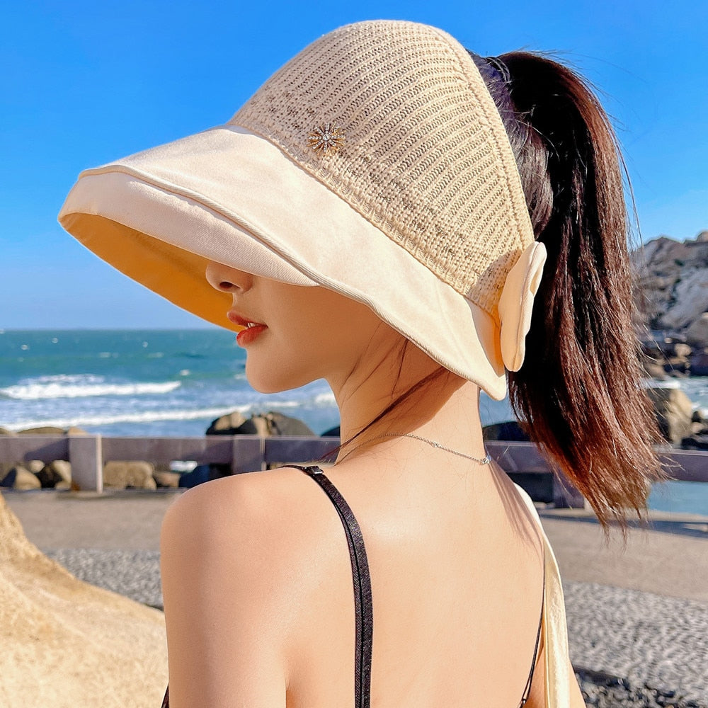 Summer Hats For Women Fashion Pattern Design Straw Hat  Empty Top Sun Hat Travel Beach Hat