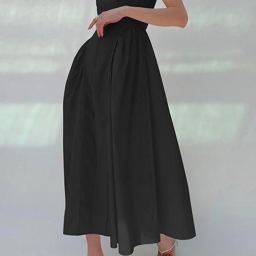 Load image into Gallery viewer, Pleated A Line Dress For Women Round Neck Sleeveless High Waist Summer Minimalist Long Dresses Female Clothing
