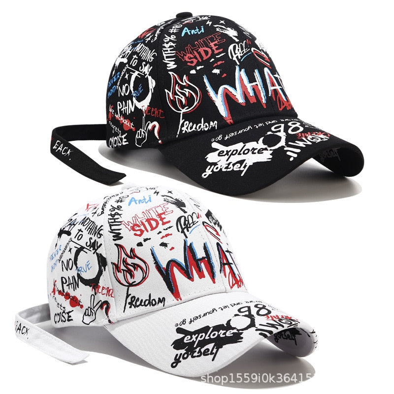 Graffiti Baseball Cap Fashion Personality Curved Summer Trendy Style Men and Women Personality Wild Cap Sun Hat