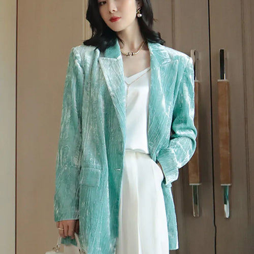 Load image into Gallery viewer, Elegant Blazer For Women Notched Collar Long Sleeve Chain Sashes Vintage Blazers Female Clothing Fashion
