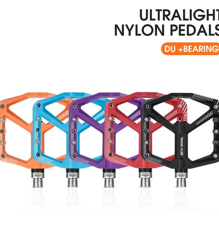 Ultralight Nylon Bicycle Pedals DU Sealed Bearings MTB Road BMX Pedals Non-Slip Waterproof Bike Part Flat Pedals