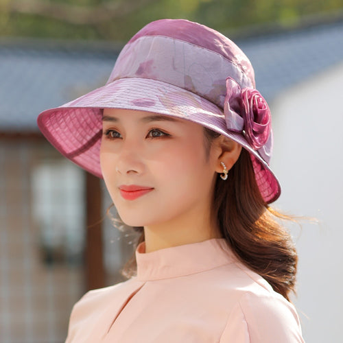 Load image into Gallery viewer, Woman Summer Hats With Visor Hat Fashion Flower Design Sun Hat Travel Bucket Hat
