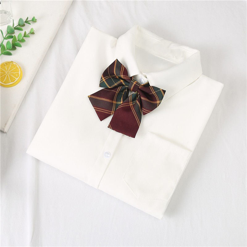 White Women Shirts School Long Sleeve Preppy Style Girls Button Up Shirts Fashion Harajuku Necktie Designed Ladies Tops