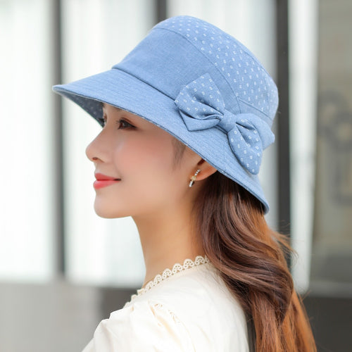 Load image into Gallery viewer, Woman Summer Hats With Visor Hat Fashion Bow Design Sun Hat Travel Mesh Bucket Hat
