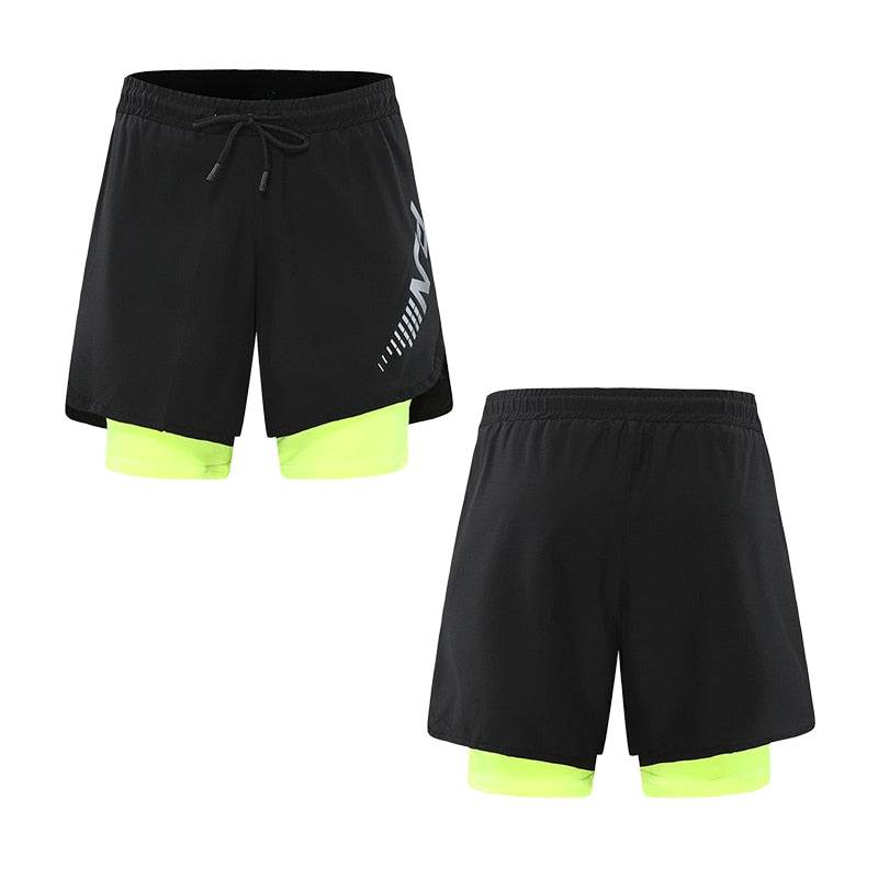 Men's Running Shorts Mens 2 in 1 Sports Shorts Male double-deck Quick Drying Sports men Shorts Jogging Gym Shorts men