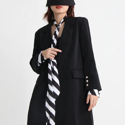 Load image into Gallery viewer, Korean Patchwork Striped Blazer For Women Notched Collar Long Sleeve Colorblock Blazers Female Autumn Clothing
