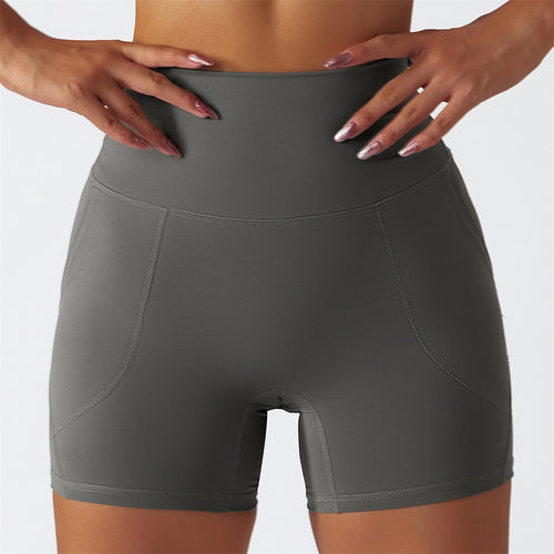 Load image into Gallery viewer, S - XL Seamless Shorts With Pocket Yoga Gym Sport Shorts Butt Lift High Waist Shorts For Women Breathable Fitness Clothing A086S
