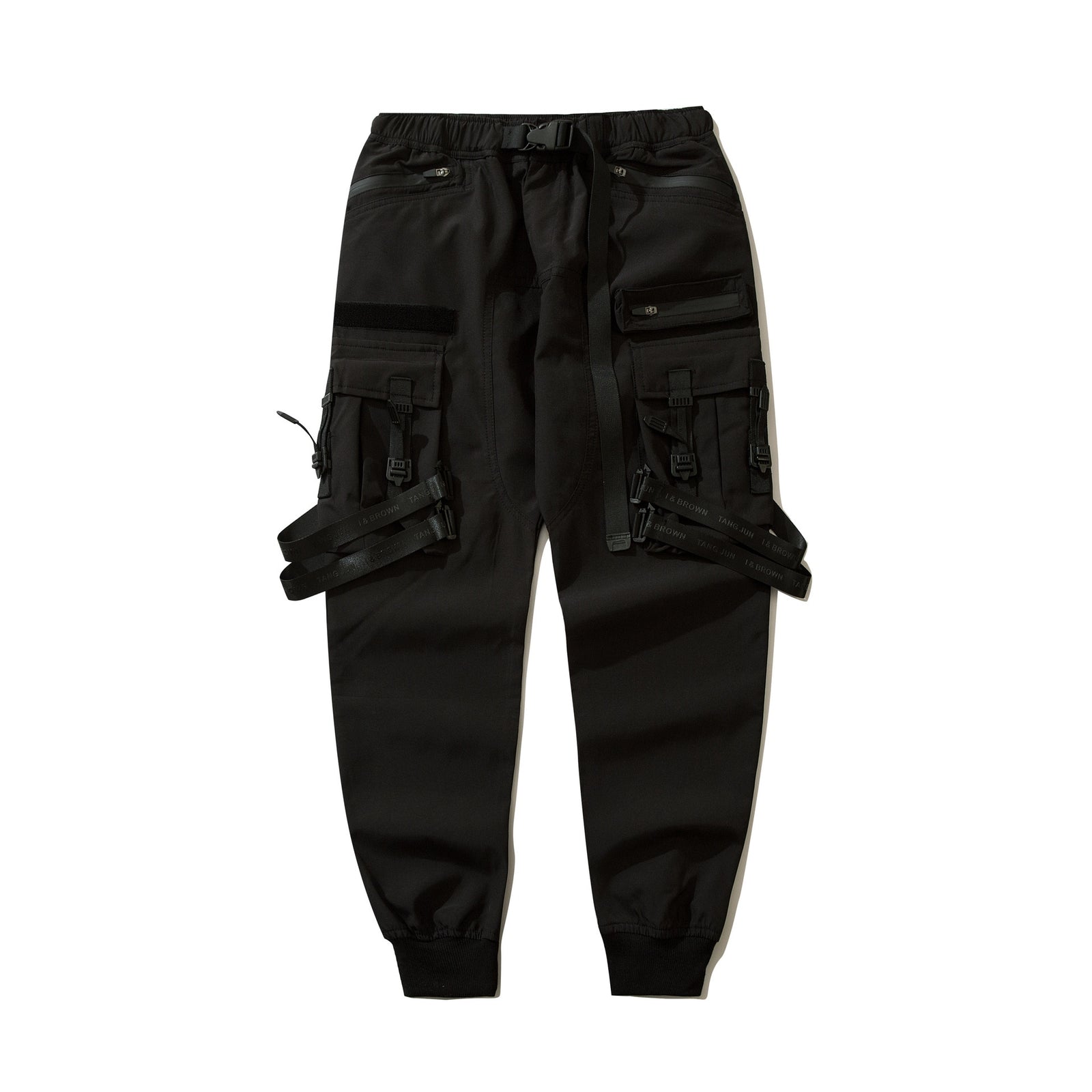 Hip Hop Function Tactical Cargo Pants Men Multi Pocket Ribbons Joggers Trousers Elastic Waist Fahsion Streetwear Pant