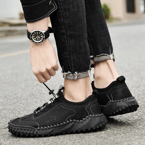 Load image into Gallery viewer, Summer Men&#39;s Shoes Leather Sneakers Men&#39;s Mesh Breathable Sneakers Original Men&#39;s Moccasins Loafers Sneakers Brand Boat Shoes
