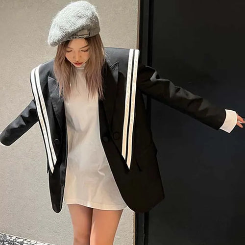 Load image into Gallery viewer, Casual Chic Blazers For Women Sailor Collar Long Sleeve Patchwork Button Temperament Blazer Female Fashion Clothing
