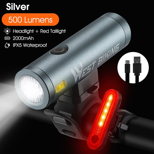 Load image into Gallery viewer, Bike Front Light Rainproof USB Rechargeable Bicycle Light 500LM Cycling Headlight LED 2000mAh Flashlight Bike Lamp
