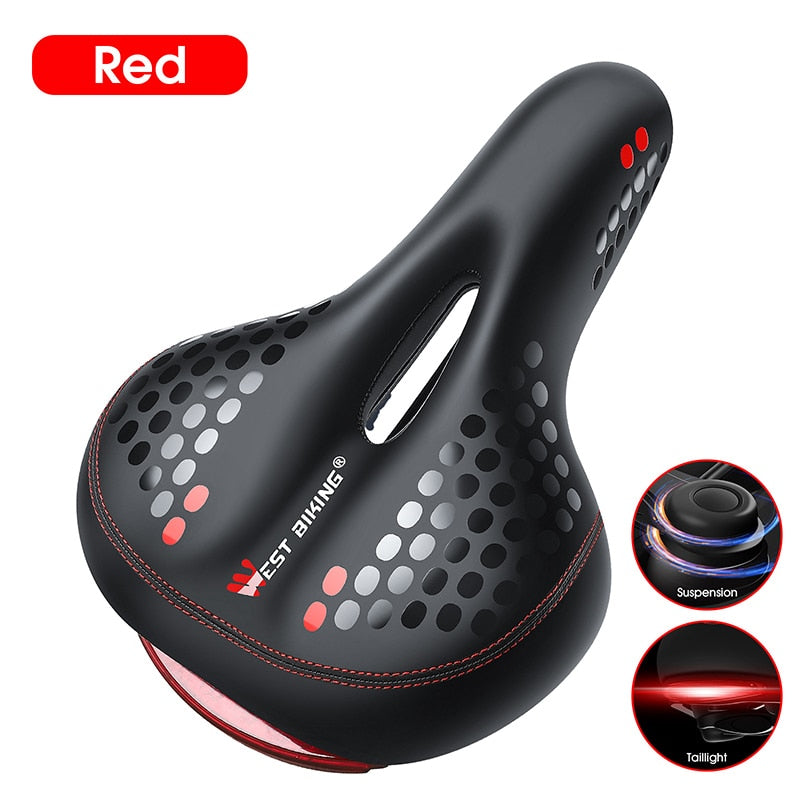 Bicycle Saddle with Tail Light Thicken Widen MTB Bike Saddles Soft Comfortable Bike Hollow Cycling Bicycle Saddle