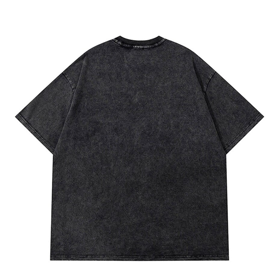 Vintage Washed Tshirts Anime T Shirt Harajuku Oversize Tee Cotton fashion Streetwear unisex top a95