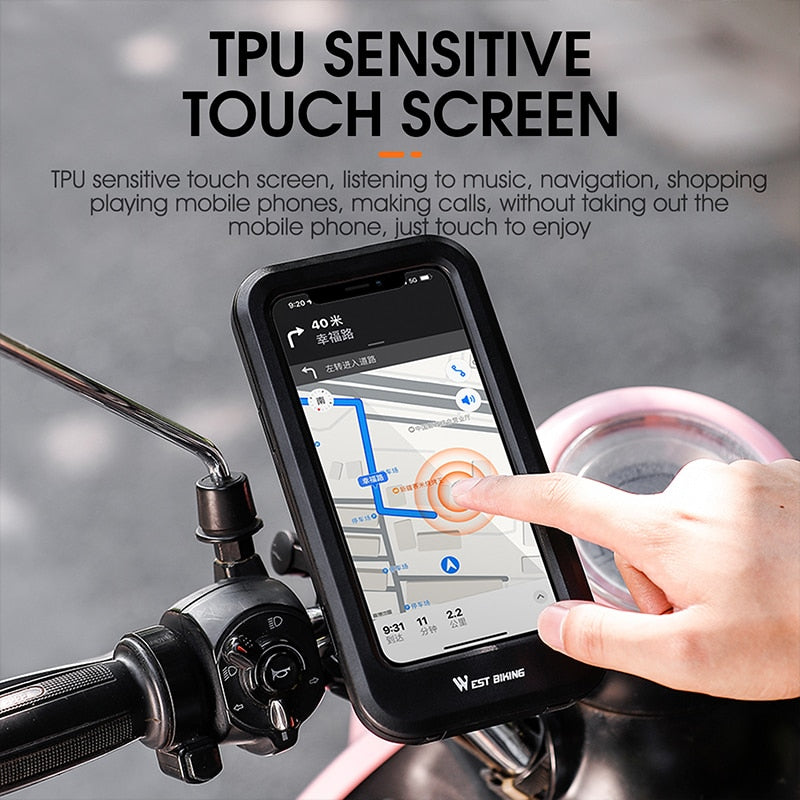 360° Adjustable Waterproof Bicycle Phone Holder Electric Bike Motorcycle Scooter Motorbike Touch Screen Cell Phone Support Mount
