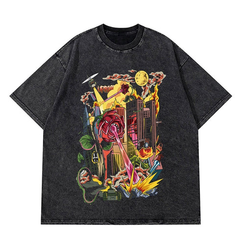 Load image into Gallery viewer, Vintage Washed Tshirts Anime T Shirt Harajuku Oversize Tee Cotton fashion Streetwear unisex top 2
