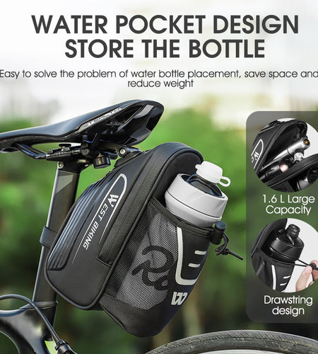 Bike Saddle Bag With Water Bottle Pocket MTB Road Bicycle Under Seat Bag Waterproof Tail Pannier Cycling Accessories