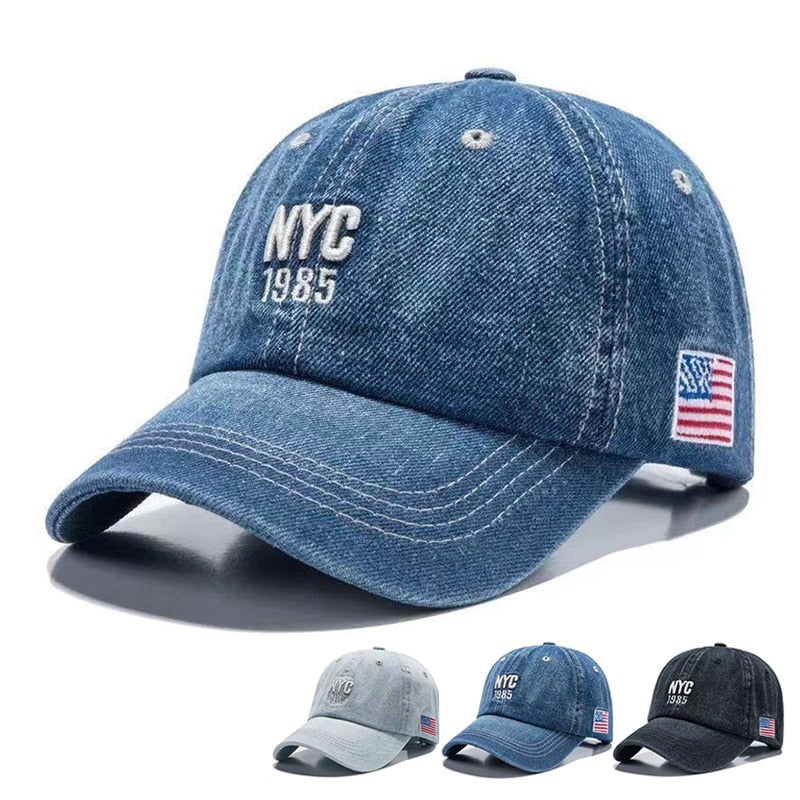 Fashion NYC Denim Baseball Cap Men Women letter Embroidery Snapback Hat Casquette Summer Sports USA Hip Hop Caps sun hats