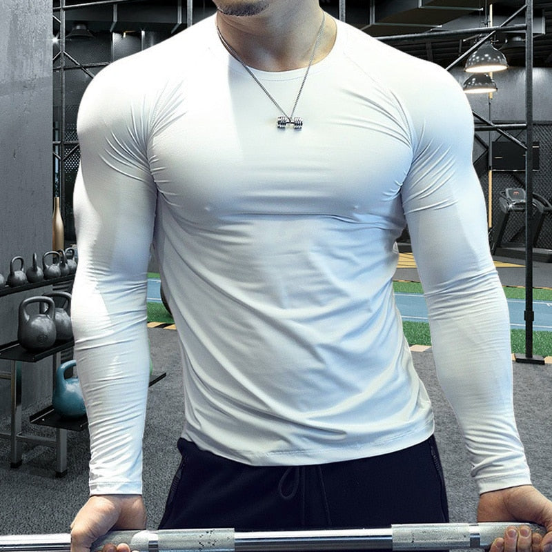 Men Compression T-shirt Gym Fitness Sport Tight Running Sweatshirt Jogging Workout Sportswear Long Sleeve Elastic Tops RashGuard