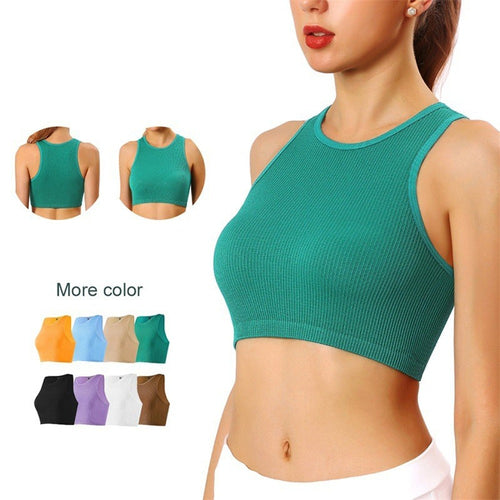 Load image into Gallery viewer, Women&#39;s Crop Top Fitness Gym Sportswear Tank Tops Yoga Top Female Clothing Workout T Shirts Outwear Sleeveless Vest
