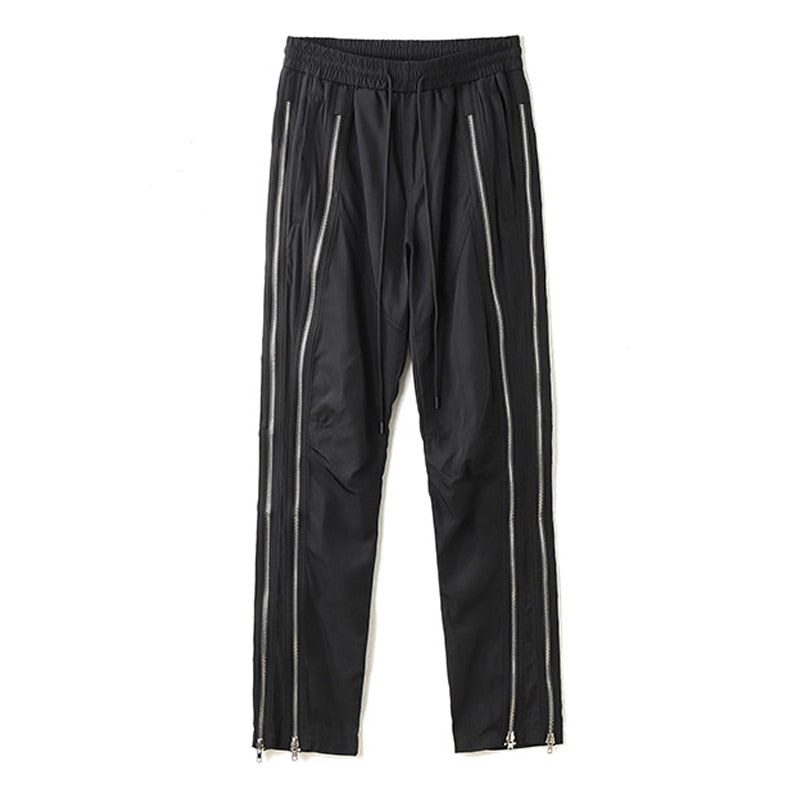 Hip Hop Cargo Pants Men Side Zipper Design Streetwear Joggers Trousers Brand High Street Tactical Function Pants Male Black