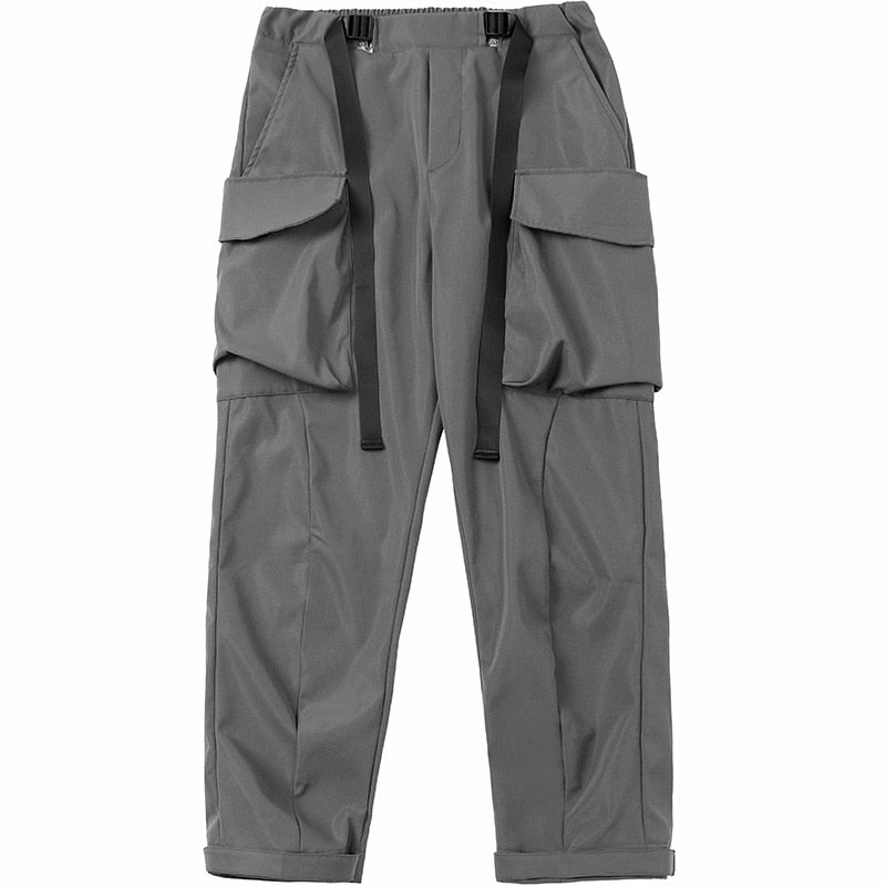 Hip Hop Men Cargo Pants 2022 Autumn Ribbons Casual Loose Joggers Trousers Elastic Waist Fahsion Pant