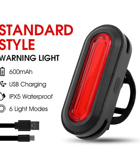 Bicycle Rear Light USB Rechargeable LED Tail Light Bike Accessories 6 Mode Cycling Safety Helmet Bag Lamp