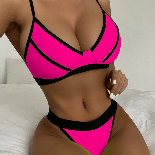 Load image into Gallery viewer, Sexy Neon Green High Leg Cut Bikini Women Swimwear Female Swimsuit Two-pieces Bikini set Splicing Bather Bathing Suit Swim V3146
