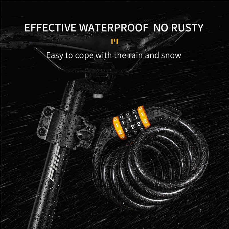 Bike Digital Lock Anti Theft Security MTB Road Bicycle Accessories E-Bike Motorcycle Cycling Password Cable Lock