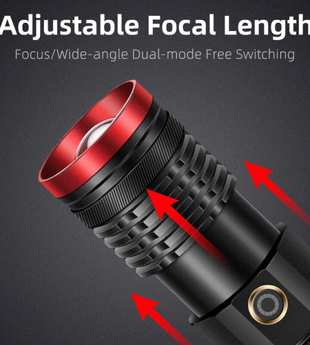 Powerful Outdoor Portable Led Flashlight Telescopic Zoom Long Range Spotlight USB Rechargeable Camping Hiking Light