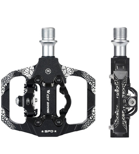 Bicycle Lock Pedal 2 In 1 With Free Cleat For SPD System MTB Road Bike Pedals Anti-slip Bearing Cycling Accessories