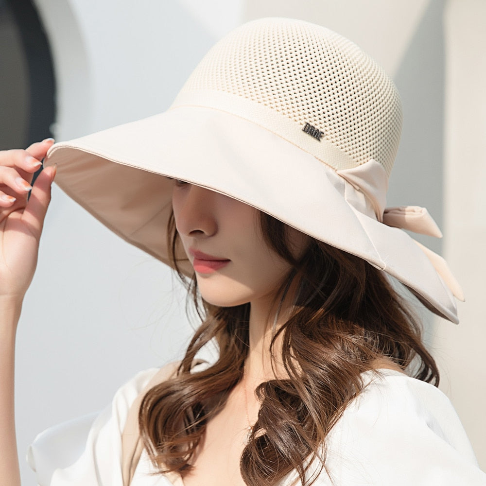 Summer Hats For Women Fashion Hollow Straw Hat  Bow Design Sun Hat Travel Beach Sun Cap