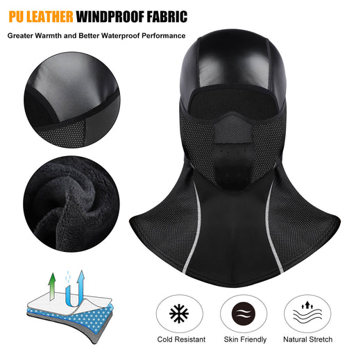 Load image into Gallery viewer, Quality Leather Winter Cycling Cap Warm Fleece Windproof Balaclava Tactical Soldier Hood Ski Snowboard Motorcycle Bike Sport Hat
