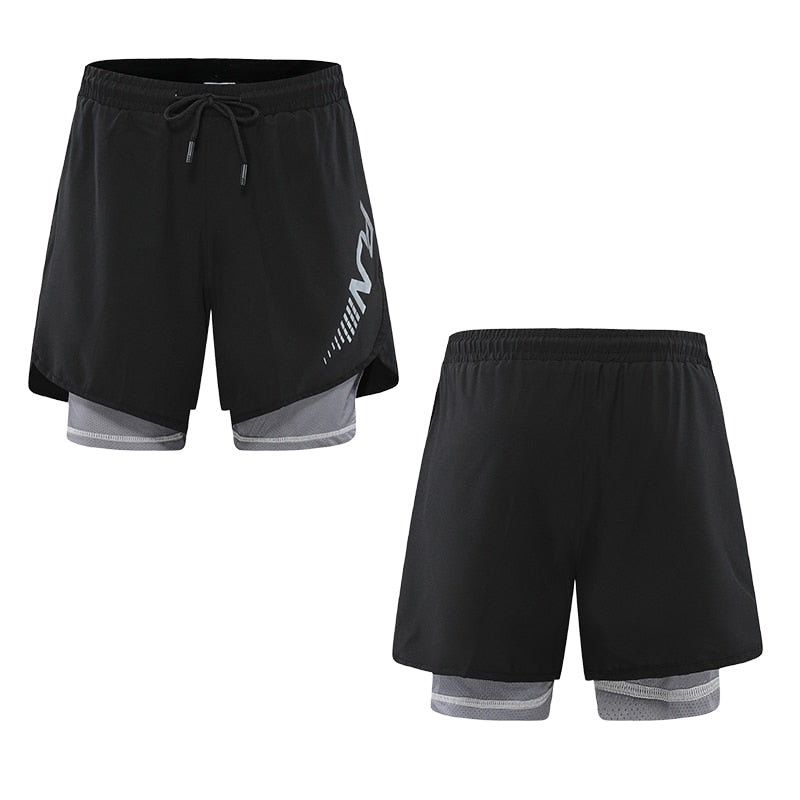 Men's Running Shorts Mens 2 in 1 Sports Shorts Male double-deck Quick Drying Sports men Shorts Jogging Gym Shorts men