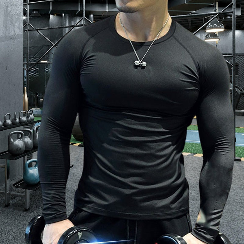 Men Compression T-shirt Gym Fitness Sport Tight Running Sweatshirt Jogging Workout Sportswear Long Sleeve Elastic Tops RashGuard