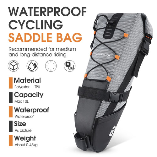 Load image into Gallery viewer, 100% Waterproof Bicycle Saddle Bag 10L Foldable Under Seat Bike Bag Tools Pannier MTB Road Cycling Tail Rear Bag
