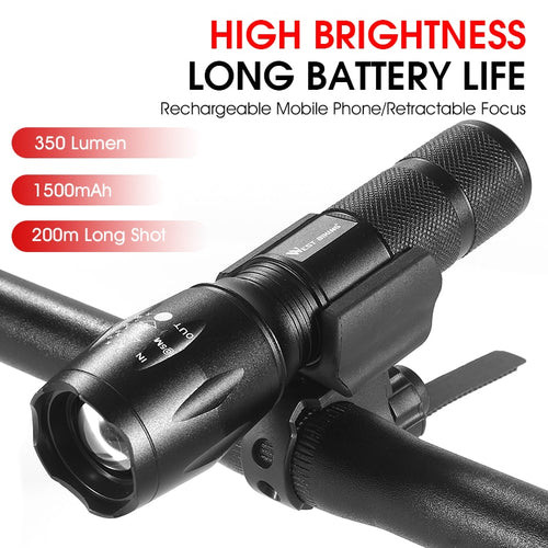 Load image into Gallery viewer, 1500mAh Zoomable Bike Light Waterproof Portable Tactical Torch LED Flashlight USB Rechargeable Bicycle Cycling Front Lamp
