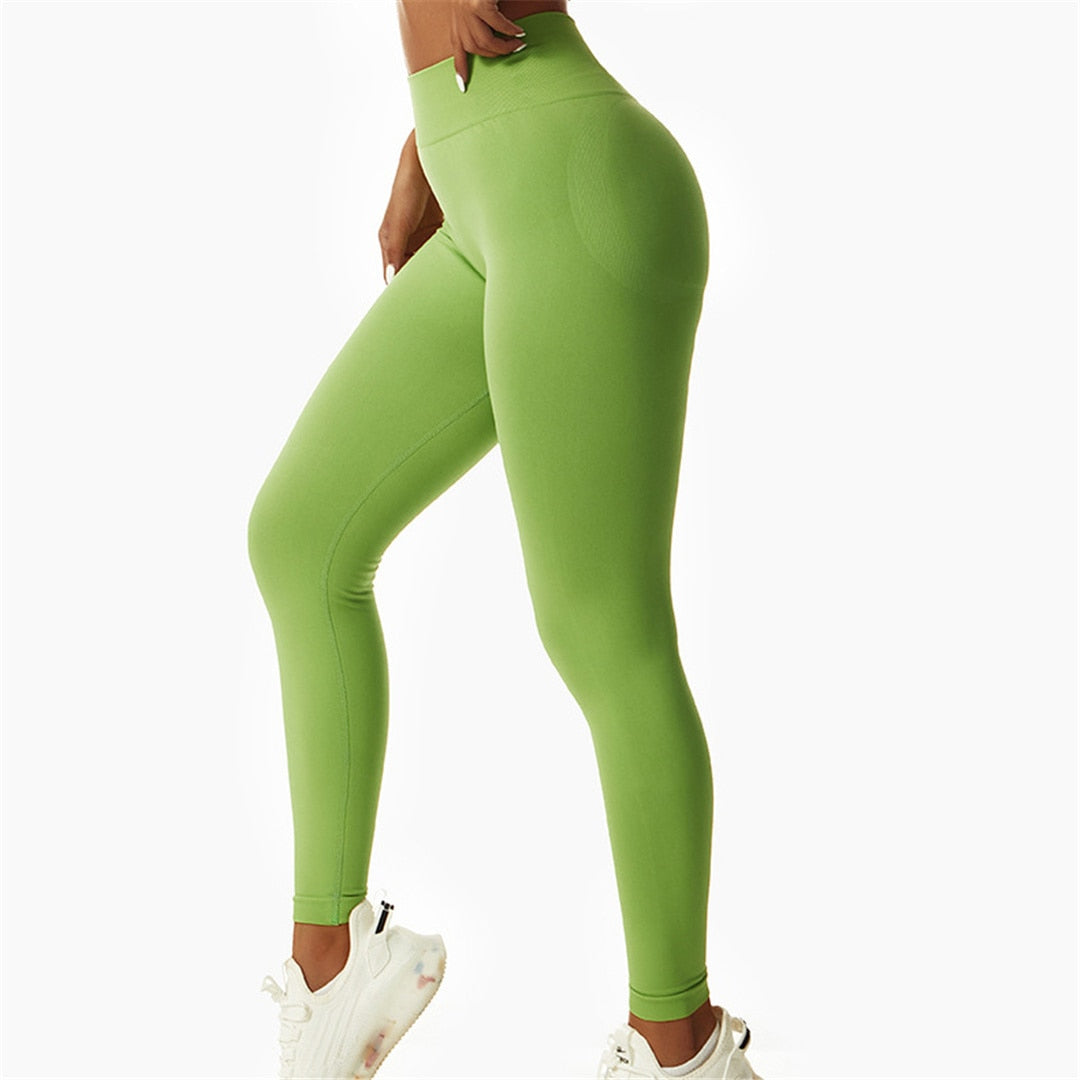 Women's High Waisted Yoga Leggings Workout Pants - Army Green / S