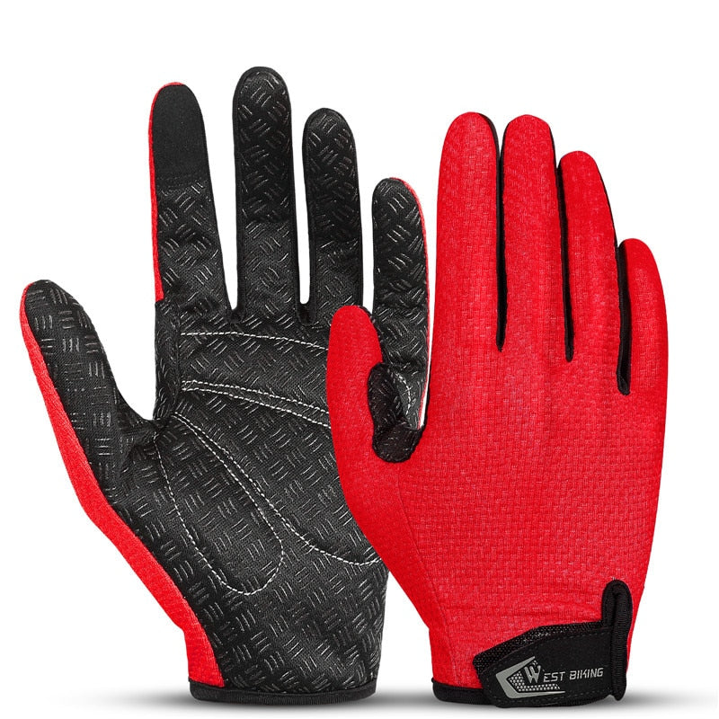 Summer Cycling Gloves Full Finger MTB Bike Gloves Touch Screen Non-Slip Silicone Palm Rest Driving Riding Gloves