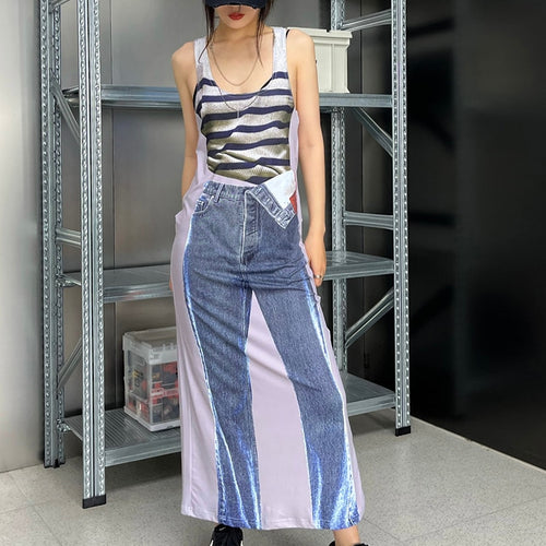 Load image into Gallery viewer, Hit Color Dresses For Women Square Collar Sleeveless High Waist Tunic Summer Striped Dress Female Fashion Style
