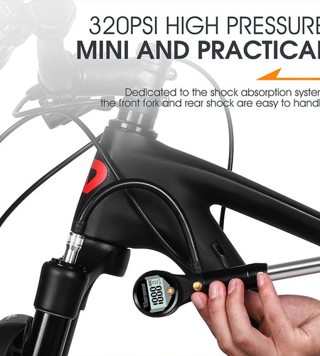 320psi High Pressure Bike Air Shock Pump With Digital Gauge For Fork & Rear Suspension Schrader Valve MTB Bicycle