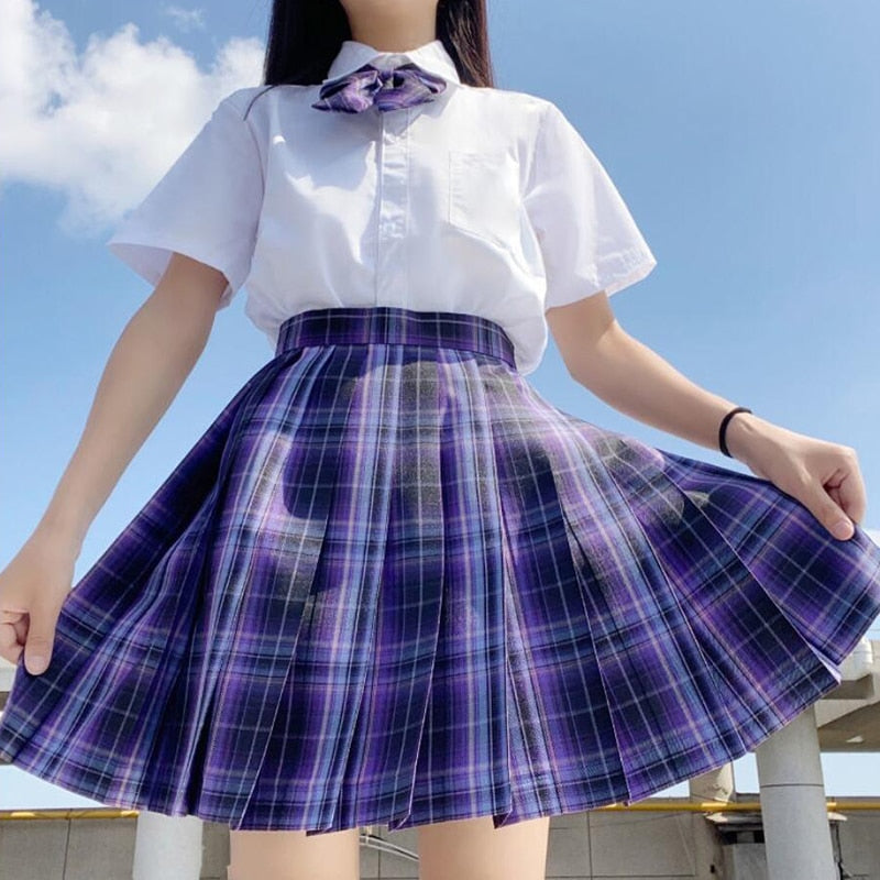 Plaid Women Pleated Skirt Bow Knot Summer High Waist Preppy Girls Dance Mini Skirt Cute A Line Harajuku Sexy Japan Faldas