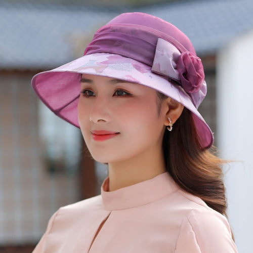 Load image into Gallery viewer, Woman Summer Hats With Visor Hat Fashion Mesh Flower Design Sun Hat Travel Bucket Hat
