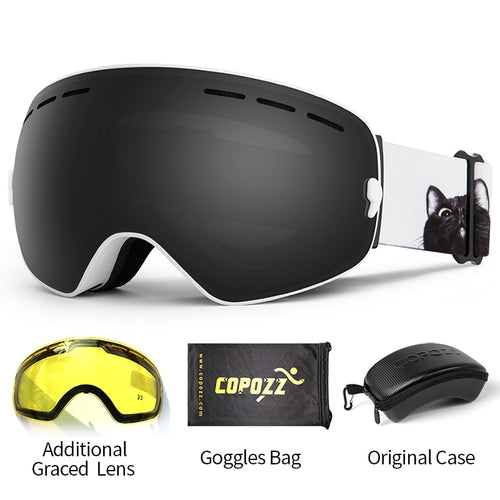 Load image into Gallery viewer, Ski goggles 2 layer lens anti-fog UV400 day and night spherical snowboard glasses men women skiing snow goggles Set
