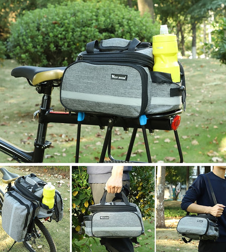 3 In 1 Bicycle Trunk Bag Mountain Bike Bag Cycling Double Side Rear Rack Seat Luggage Carrier Panniers Shoulder Bag