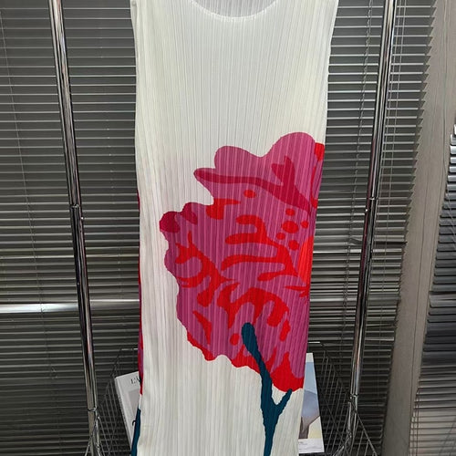 Load image into Gallery viewer, Elegant Printing Dresses For Women Round Neck Sleeveless High Waist Straight Summer Dress Female Fashion Clothing
