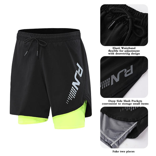 Load image into Gallery viewer, Men&#39;s Running Shorts Mens 2 in 1 Sports Shorts Male double-deck Quick Drying Sports men Shorts Jogging Gym Shorts men
