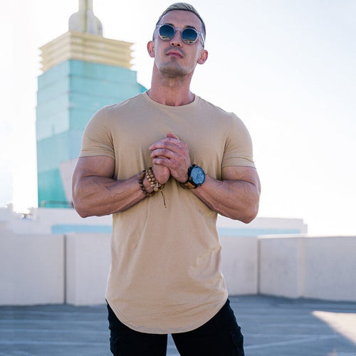 Load image into Gallery viewer, Men Cotton Slim Short Sleeve T-shirt Gym Fitness Workout Shirt Male Summer Casual Solid Tees Tops Bodybuilding Training Clothing
