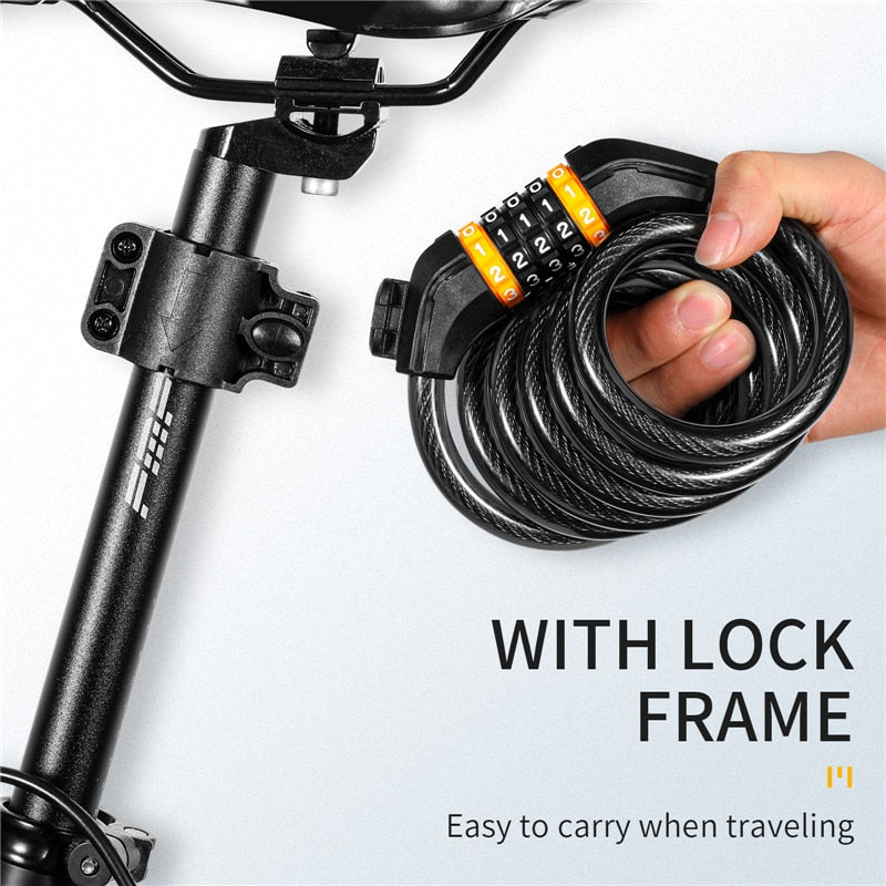 Bike Digital Lock Anti Theft Security MTB Road Bicycle Accessories E-Bike Motorcycle Cycling Password Cable Lock