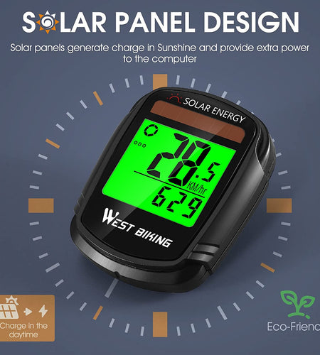 Wireless Cycling Computer Rainproof MTB Road Bike Speedometer Odometer Multifunctional Solar Power Bicycle Computer