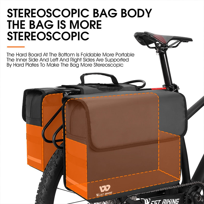 Waterproof Bike Panniers Bag 36L Large Capacity Bicycle Trunk Bag Luggage Carrier MTB Rear Rack Bags For Travel